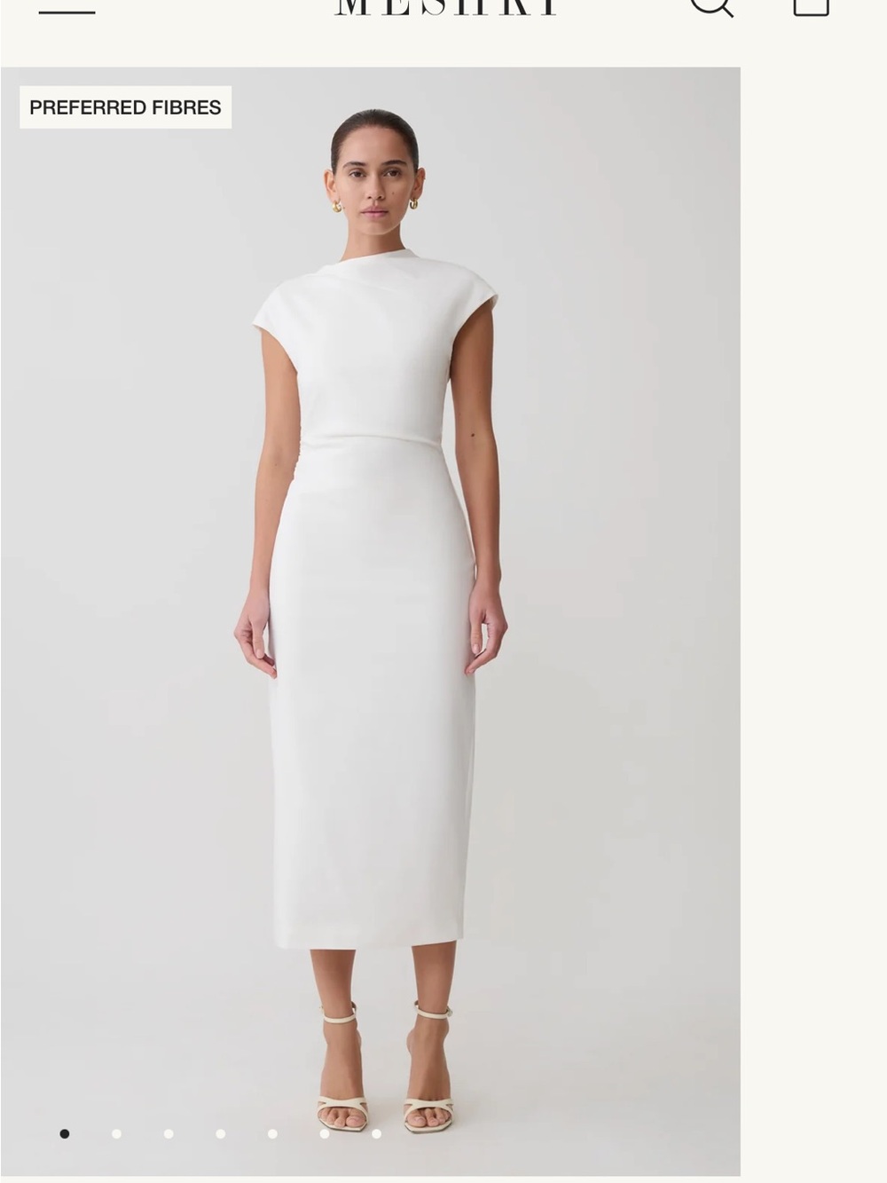 Meshki White Cap-Sleeve Midi Dress